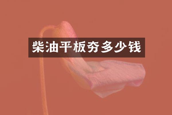 柴油平板夯多少钱