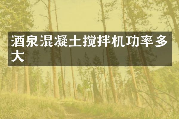 酒泉混凝土搅拌机功率多大