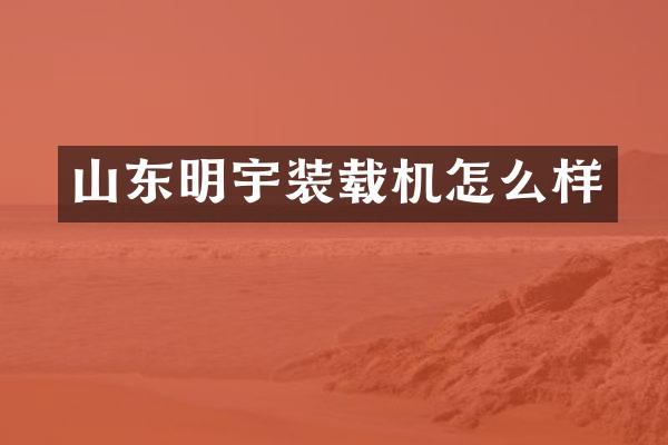 山东明宇装载机怎么样