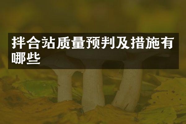 拌合站质量预判及措施有哪些