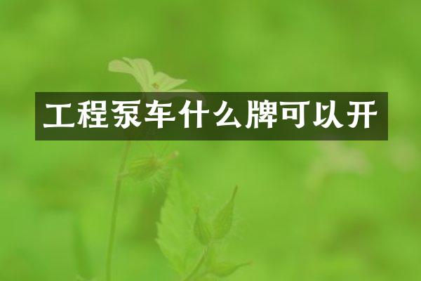 工程泵车什么牌可以开