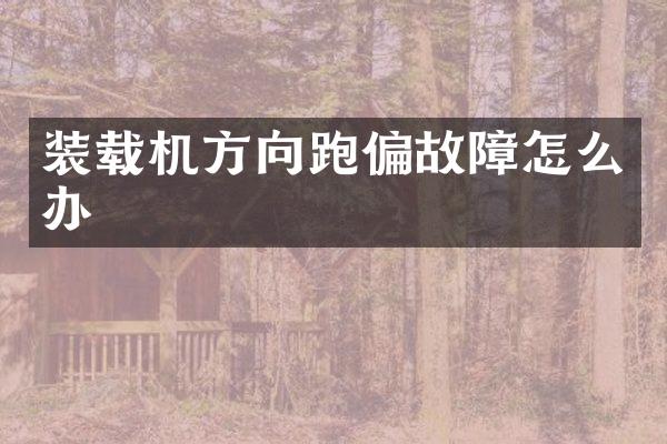装载机方向跑偏故障怎么办