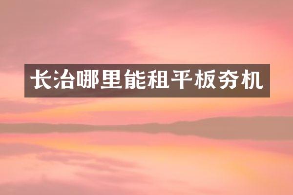 长治哪里能租平板夯机