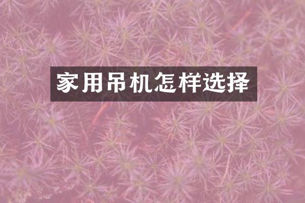 家用吊机怎样选择