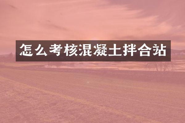 怎么考核混凝土拌合站