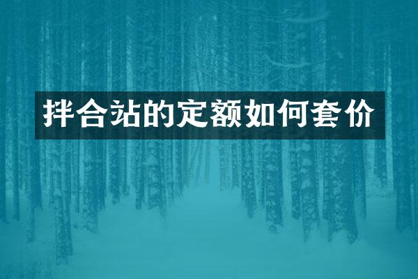 拌合站的定额如何套价