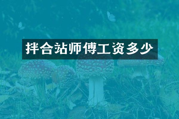 拌合站师傅工资多少