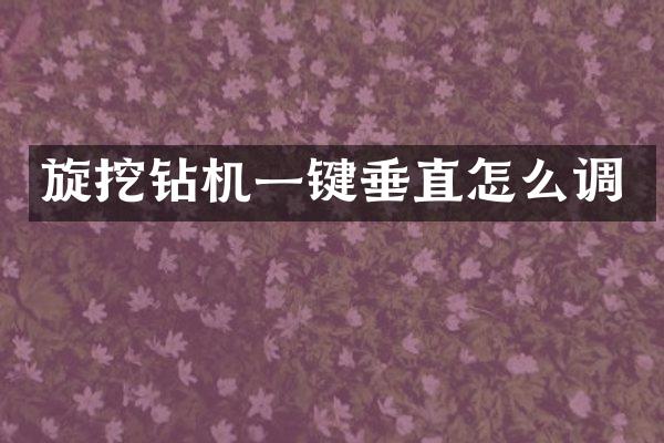 旋挖钻机一键垂直怎么调