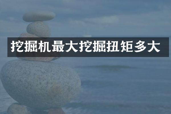 挖掘机最大挖掘扭矩多大